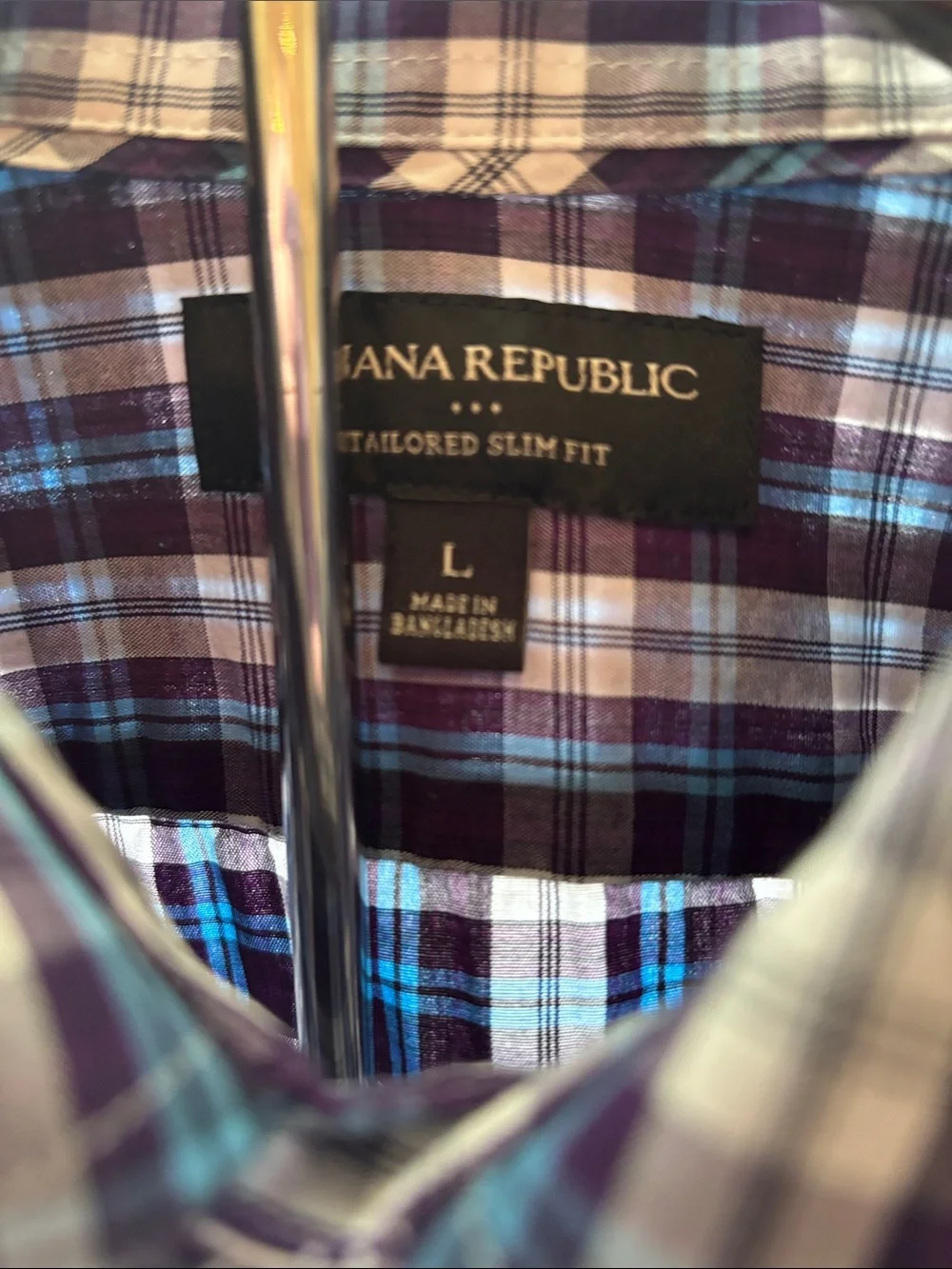 Banana Republic Navy and White Plaid Button-Down Shirt